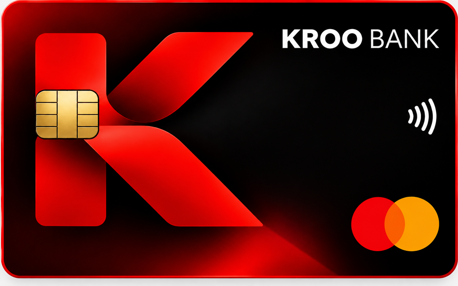 Carte bancaire noire KROO BANK avec logo K rouge