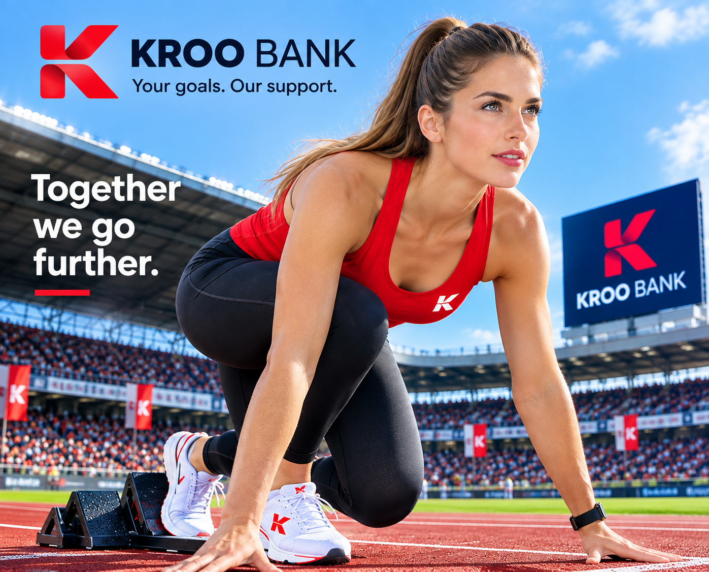 Athlète KROO BANK sur la piste — Together we go further